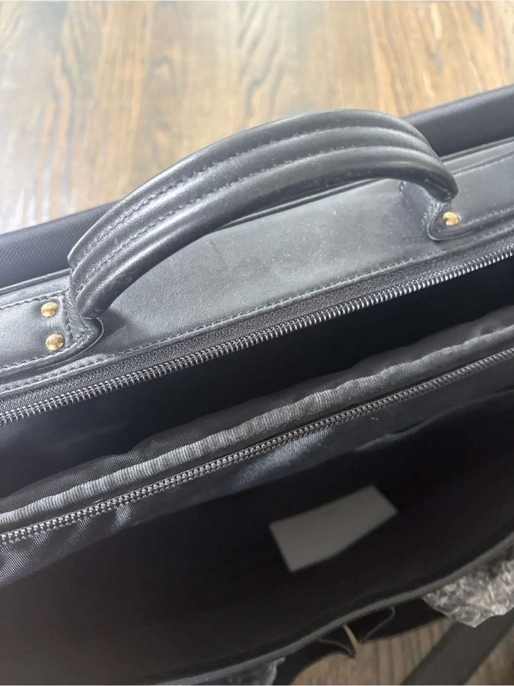 Classic Black Leather Briefcase with Gold Hardware- COACH